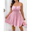 imageSHENHE Womens Plus Size Floral Cami Dress Smocked Waist Ruffle Flowy Short Summer Boho DressPink