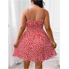 imageSHENHE Womens Plus Size Floral Cami Dress Smocked Waist Ruffle Flowy Short Summer Boho DressRed