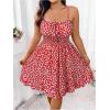 imageSHENHE Womens Plus Size Floral Cami Dress Smocked Waist Ruffle Flowy Short Summer Boho DressRed