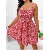 imageSHENHE Womens Plus Size Floral Cami Dress Smocked Waist Ruffle Flowy Short Summer Boho DressRed