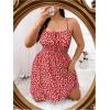 imageSHENHE Womens Plus Size Floral Cami Dress Smocked Waist Ruffle Flowy Short Summer Boho DressRed