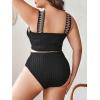 imageSHENHE Womens Plus Size High Waisted Bathing Suit Criss Cross Halter 2 Piece Boho SwimsuitsBlack