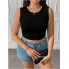 imageSHENHE Womens Plus Size Sexy Open Back Sleeveless Crop Tank Crew Neck Tie Backless Fitted TopsBlack