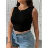 imageSHENHE Womens Plus Size Sexy Open Back Sleeveless Crop Tank Crew Neck Tie Backless Fitted TopsBlack
