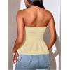 imageSHENHE Womens Ruched Ruffle Hem Flared Elegant Slim Fitted Tube Tank TopsApricot