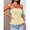 imageSHENHE Womens Ruched Ruffle Hem Flared Elegant Slim Fitted Tube Tank TopsApricot
