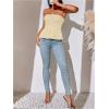 imageSHENHE Womens Ruched Ruffle Hem Flared Elegant Slim Fitted Tube Tank TopsApricot