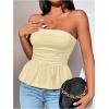 imageSHENHE Womens Ruched Ruffle Hem Flared Elegant Slim Fitted Tube Tank TopsApricot