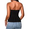 imageSHENHE Womens Ruched Ruffle Hem Flared Elegant Slim Fitted Tube Tank TopsBlack