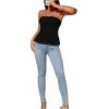 imageSHENHE Womens Ruched Ruffle Hem Flared Elegant Slim Fitted Tube Tank TopsBlack