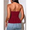 imageSHENHE Womens Ruched Ruffle Hem Flared Elegant Slim Fitted Tube Tank TopsBurgundy