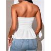 imageSHENHE Womens Ruched Ruffle Hem Flared Elegant Slim Fitted Tube Tank TopsWhite