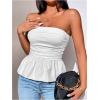 imageSHENHE Womens Ruched Ruffle Hem Flared Elegant Slim Fitted Tube Tank TopsWhite