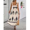 imageSHENHE Womens Smocked Sleeveless Flowy Tribal Print Summer Boho Vacation Maxi DressApricot