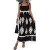 imageSHENHE Womens Smocked Sleeveless Flowy Tribal Print Summer Boho Vacation Maxi DressBlack