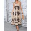 imageSHENHE Womens Smocked Sleeveless Flowy Tribal Print Summer Boho Vacation Maxi DressBlack and White