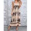 imageSHENHE Womens Smocked Sleeveless Flowy Tribal Print Summer Boho Vacation Maxi DressBlack and White