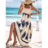 imageSHENHE Womens Smocked Sleeveless Flowy Tribal Print Summer Boho Vacation Maxi DressBlue