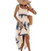 imageSHENHE Womens Smocked Sleeveless Flowy Tribal Print Summer Boho Vacation Maxi DressBlue