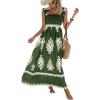 imageSHENHE Womens Smocked Sleeveless Flowy Tribal Print Summer Boho Vacation Maxi DressGreen