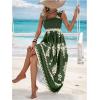 imageSHENHE Womens Smocked Sleeveless Flowy Tribal Print Summer Boho Vacation Maxi DressGreen