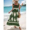 imageSHENHE Womens Smocked Sleeveless Flowy Tribal Print Summer Boho Vacation Maxi DressGreen