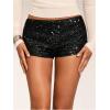 imageSHENHE Womens Sparkly Sequin Shorts Y2k Low Rise Sexy Glitter Party Rave Club ShortsBlack