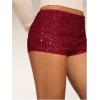 imageSHENHE Womens Sparkly Sequin Shorts Y2k Low Rise Sexy Glitter Party Rave Club ShortsBurgundy