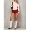 imageSHENHE Womens Sparkly Sequin Shorts Y2k Low Rise Sexy Glitter Party Rave Club ShortsBurgundy