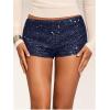 imageSHENHE Womens Sparkly Sequin Shorts Y2k Low Rise Sexy Glitter Party Rave Club ShortsDark Blue