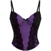imageSHENHE Womens Bow Front Lace Trim Bustier Corset Top Spaghetti Strap Tank Camisole TopPurple