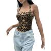 imageSHENHE Womens Leopard Print Velvet Top Y2K Ruched Tie Halter Strapless Cheetah Animal Crop TopsYellow and Brown