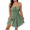 imageSHENHE Womens Plus Size Floral Cami Dress Smocked Waist Ruffle Flowy Short Summer Boho DressGreen
