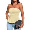 imageSHENHE Womens Ruched Ruffle Hem Flared Elegant Slim Fitted Tube Tank TopsApricot