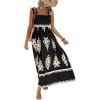 imageSHENHE Womens Smocked Sleeveless Flowy Tribal Print Summer Boho Vacation Maxi DressBlack