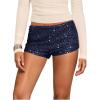 imageSHENHE Womens Sparkly Sequin Shorts Y2k Low Rise Sexy Glitter Party Rave Club ShortsDark Blue