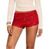imageSHENHE Womens Sparkly Sequin Shorts Y2k Low Rise Sexy Glitter Party Rave Club ShortsRed