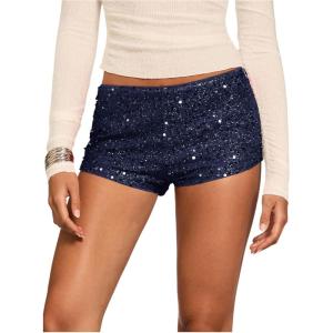 imageSHENHE Womens Sparkly Sequin Shorts Y2k Low Rise Sexy Glitter Party Rave Club ShortsDark Blue