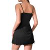 imageSHENHE Womens Floral Lettuce Trim Cami Nightdress Sleeveless Slip Nightgowns Heart Slogan Black M