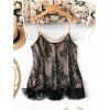 imageSHENHE Womens Plus Size Floral Lace Lined Camisole Spaghetti Strap V Neck Elegant Cami TankBlack