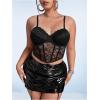imageSHENHE Womens Plus Size Lace Bustier Corset Top Spaghetti Strap Sexy Going Out Crop Top CamiBlack