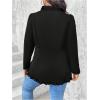imageSHENHE Womens Plus Size Open Front Ruffle Trim Elegant Business Casual Office Blazer JacketBlack