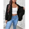 imageSHENHE Womens Plus Size Open Front Ruffle Trim Elegant Business Casual Office Blazer JacketBlack