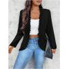 imageSHENHE Womens Plus Size Open Front Ruffle Trim Elegant Business Casual Office Blazer JacketBlack