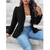imageSHENHE Womens Plus Size Open Front Ruffle Trim Elegant Business Casual Office Blazer JacketBlack