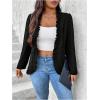 imageSHENHE Womens Plus Size Open Front Ruffle Trim Elegant Business Casual Office Blazer JacketBlack