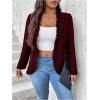 imageSHENHE Womens Plus Size Open Front Ruffle Trim Elegant Business Casual Office Blazer JacketBurgundy