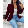 imageSHENHE Womens Plus Size Open Front Ruffle Trim Elegant Business Casual Office Blazer JacketBurgundy