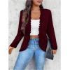 imageSHENHE Womens Plus Size Open Front Ruffle Trim Elegant Business Casual Office Blazer JacketBurgundy