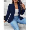 imageSHENHE Womens Plus Size Open Front Ruffle Trim Elegant Business Casual Office Blazer JacketDeep Blue